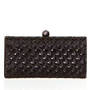 Women’s Black Crystal Jewel Clutch Handbag with top clasp